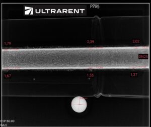 Digital radiograph of ammonia pipework – wall thickness measurement through insulation