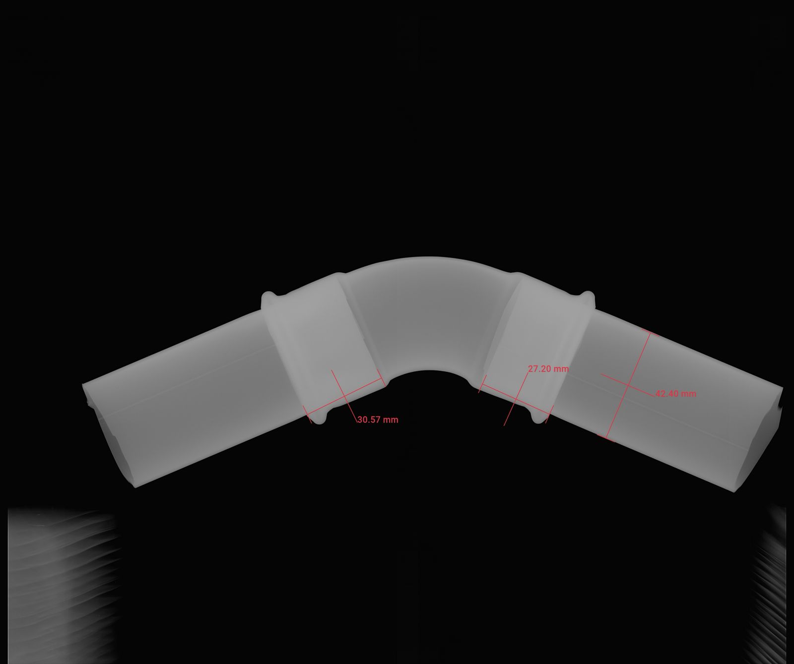 Digital radiograph of a press fitting – reference sample, correctly assembled fitting